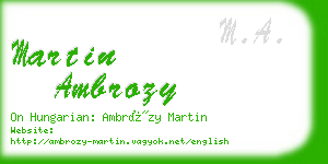 martin ambrozy business card